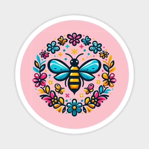 Flower Bee Magnet by WolfeTEES